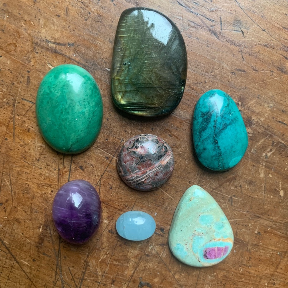 Cabochons gemstones Jade moonstone amethyst magnetite turquoise - Picture 3 of 4